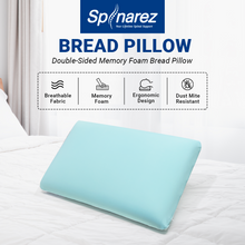 Load image into Gallery viewer, Spinarez Bread pillow Double-sided Memory foam pillow, Ergonomic design, Dust mite resistant, Breathable fabric pillow