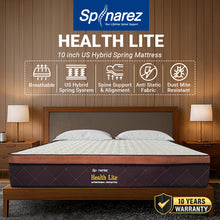 Load image into Gallery viewer, Spinarez Health Lite 10” Tilam US Hybrid Spring Mattress Euro Top Firm Edge Support Medium Firm Tilam Single Tilam Queen