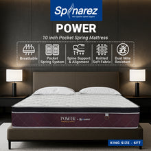 Load image into Gallery viewer, Spinarez Power 10” Tilam Individual Pocket Spring Mattress Euro Top Comfort Motion Isolation Medium Firm, Tilam Queen