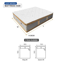 Load image into Gallery viewer, Spinarez Sleep Imperial 15" Pocket Spring Mattress with Natural Latex Topper, Ice Silk Soft Fabric, Euro Top & Pillow Top Design, Anti-Dustmite, Anti-Bacterial, Hypoallergenic - Firmness 5/10, 15 Year Warranty