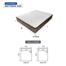 Load image into Gallery viewer, Spinarez Sleep Infinity 13" Pocket Spring Mattress with Natural Latex Topper, Ice Silk Fabric, Euro Top Design, Anti-Dustmite & Anti-Bacterial, Medium Firmness - 12 Years Warranty