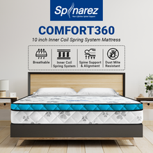 Load image into Gallery viewer, SpinaRez Comfort360 Mattress 10 inch Inner Coil Spring System (King/Queen/Super Single/Single)
