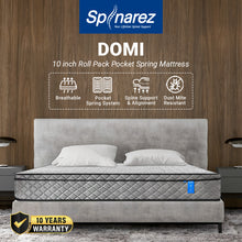 Load image into Gallery viewer, SpinaRez Roll Pack Domi 10 Inch / Raymie 12 Inch Pocket Spring Mattress | Euro-Top Comfort, Anti-Dustmite, Medium Firm,  Free Delivery West Malaysia
