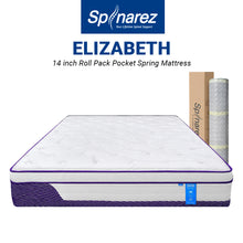 Load image into Gallery viewer, SPINAREZ Elizabeth 14" Pocket Spring Mattress Tilam Roll Pack Cooling Silk Pillow Top Natural Latex 10 Years Warranty

