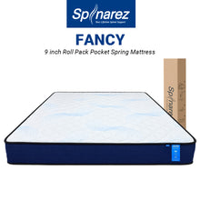Load image into Gallery viewer, SPINAREZ FANCY 9 Inch Roll Pack Pocket Spring Mattress Medium Firm 6/10 Anti Dust Mite Antibacterial Hypoallergenic
