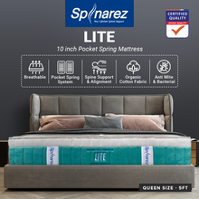 Load image into Gallery viewer, SpinaRez Lite Mattress 10 inch Individual Pocket Spring Mattress (King/Queen/Super Single/Single)

