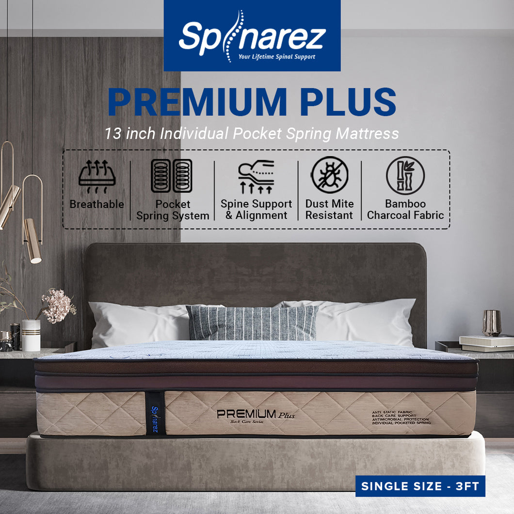 SpinaRez Premium Plus Mattress 13 inch Individual Pocket Spring Mattress (King/Queen/Super Single/Single)