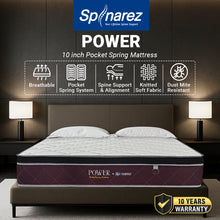 Load image into Gallery viewer, Spinarez Power 10” Tilam Individual Pocket Spring Mattress Euro Top Comfort Motion Isolation Medium Firm, Tilam Queen
