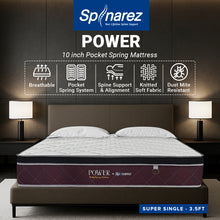 Load image into Gallery viewer, Spinarez Power 10” Tilam Individual Pocket Spring Mattress Euro Top Comfort Motion Isolation Medium Firm, Tilam Queen
