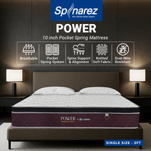 Load image into Gallery viewer, Spinarez Power 10” Tilam Individual Pocket Spring Mattress Euro Top Comfort Motion Isolation Medium Firm, Tilam Queen
