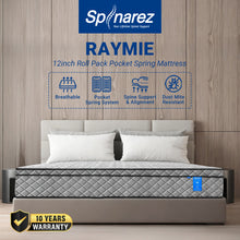 Load image into Gallery viewer, SpinaRez Roll Pack Domi 10 Inch / Raymie 12 Inch Pocket Spring Mattress | Euro-Top Comfort, Anti-Dustmite, Medium Firm,  Free Delivery West Malaysia
