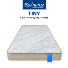 Load image into Gallery viewer, SPINAREZ TINY 6 Inch Roll Pack Pocket Spring Mattress Medium Firm 6/10 Anti Dust Mite Antibacterial Hypoallergenic, Single mattress
