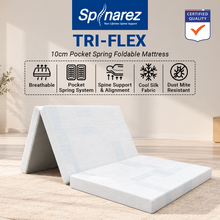 Load image into Gallery viewer, SPINAREZ 10CM TRI-FLEX LATEX FEEL POCKET SPRING FOLDABLE MATTRESS
