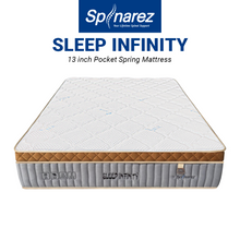 Load image into Gallery viewer, Spinarez Sleep Infinity 13&quot; Pocket Spring Mattress with Natural Latex Topper, Ice Silk Fabric, Euro Top Design, Anti-Dustmite &amp; Anti-Bacterial, Medium Firmness - 12 Years Warranty
