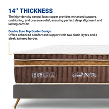 Load image into Gallery viewer, Spinarez Sleep Inspire 14&quot; Pocket Spring Mattress with Natural Latex Topper | Anti-Dustmite, Anti-Bacterial, Hypoallergenic | Ice Silk Soft Fabric, Double Euro Top Border, Firmness 5/10 | 12-Year Warranty
