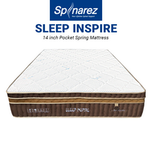 Load image into Gallery viewer, Spinarez Sleep Inspire 14&quot; Pocket Spring Mattress with Natural Latex Topper | Anti-Dustmite, Anti-Bacterial, Hypoallergenic | Ice Silk Soft Fabric, Double Euro Top Border, Firmness 5/10 | 12-Year Warranty
