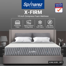 Load image into Gallery viewer, Spinarez X Firm 10&quot; Compress Foam Mattress - Cool Silk Fabric, Exclusive Italian Border, Firmness 10/10, Anti-Dustmite, Anti-Bacterial, Hypoallergenic, Supports Higher Weights &amp; Spinal Health, 10 Years Warranty
