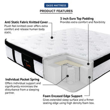 Load image into Gallery viewer, SpinaRez Leo Tilam Mattress 12 inch Individual Pocket Spring System + Euro Top Padding + Foam Encased Edge Support
