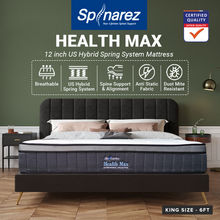 Load image into Gallery viewer, SpinaRez Health Max Tilam Mattress 12 inch US Hybrid Spring System with HeiQ Viroblock Technology
