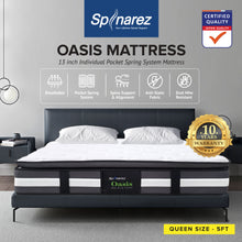 Load image into Gallery viewer, SpinaRez Oasis Tilam Mattress 13 inch Individual Pocket Spring System + Pillow Top Padding+ Foam Encased Edge Support
